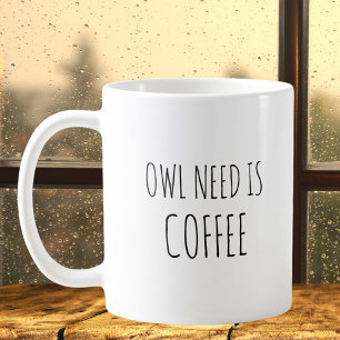 Rustik Söt Uggl Djur Puns Skämt Roligt Citat Kaffemugg