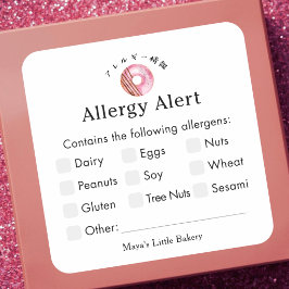 Rustik söta rosa munkbageri allergi varning fyrkantigt klistermärke