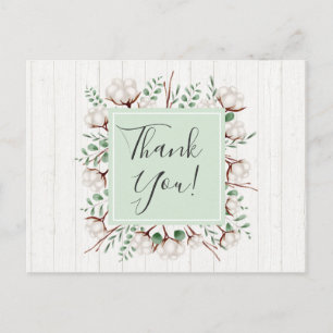 Rustik Southern Cotton Flowers on Wood Tack Vykort