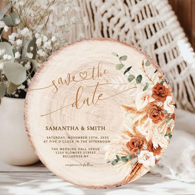 Rustik spara datum Runt träskklipp Inbjudningar (Skapare uppladdad)