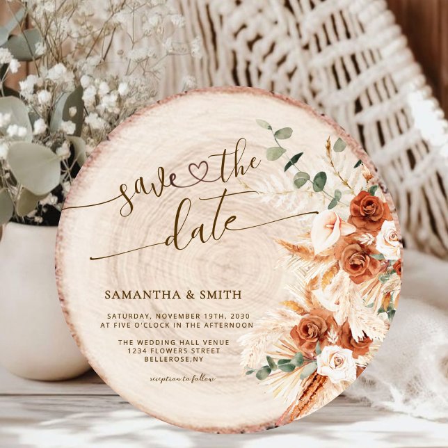 Rustik spara datum Runt träskklipp Inbjudningar (Skapare uppladdad)