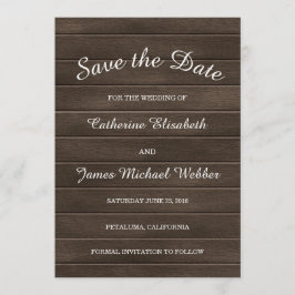 Rustik spara datuminbjudan, träbakgrund datumet