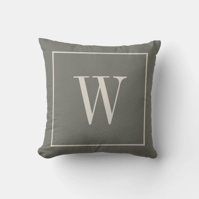 Rustik specialbeställd monogram inledande chic grö kudde (Framsida)