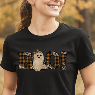 Rustik spökboo leopard & rutig Halloween T Shirt