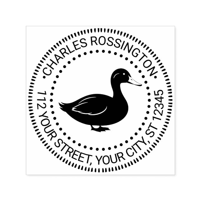 Rustik stående ank namn returadress självfärgande stämpel (Design)