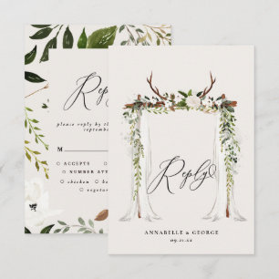 Rustik stagg vattenfärgsvit blommigt bröllop OSA c Kort