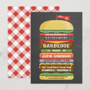 Rustik staplad hamburgare pensionär BBQ Inbjudningar