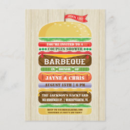 Rustik staplade hamburgarpar Shower BBQ Inbjudningar