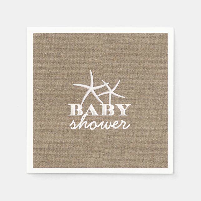 Rustik Starfish Burlap Baby Shower Pappersservett (Framsidan)
