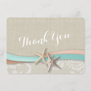 Rustik Starfish och Ribbon Flat Card-Tack Tack Kort
