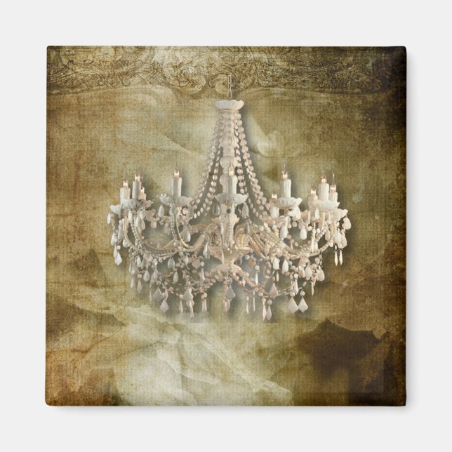 Rustik steampunk vintage chandelier bröllop magnet (Framsidan)