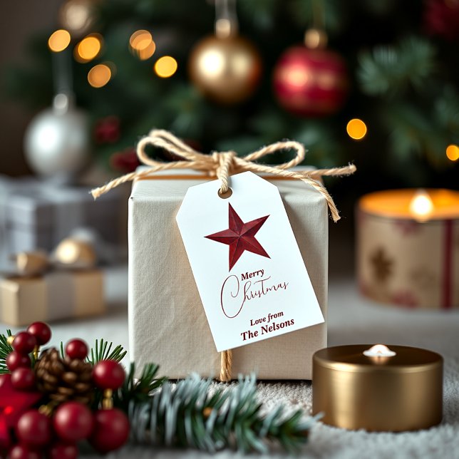 Rustik stjärna God Jul personlig Presentetikett (Skapare uppladdad)