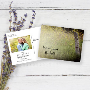 Rustik stolpe och vildblommor Landhochzeit Meddelande Vykort