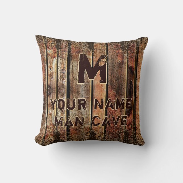 Rustik stor eller liten Man Cave-kudde, Personlig Kudde (Framsida)