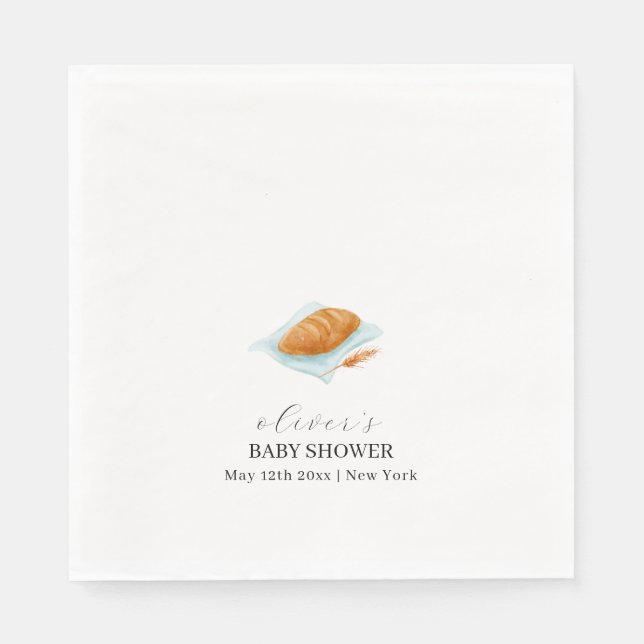 Rustik stötfångare i ugnen babydusch pappersservett (Framsidan)