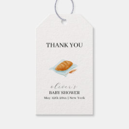 Rustik stötfångare i ugnen babydusch presentetikett