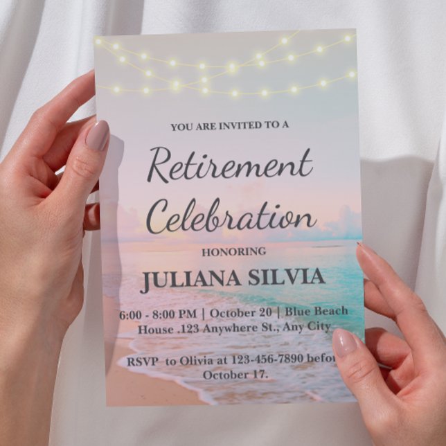 Rustik Strand Pensionärsfest Inbjudningar (Skapare uppladdad)