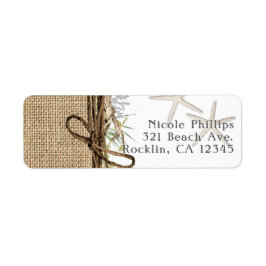 Rustik strand sjöstjärna burlap & grönska returadress etikett