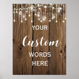 Rustik sträng med ljus skapar din egen anpassnings poster