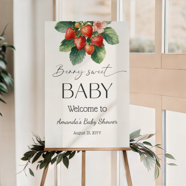 Rustik Strawberry Berry Söt Baby Shower Välkommen Poster (Skapare uppladdad)