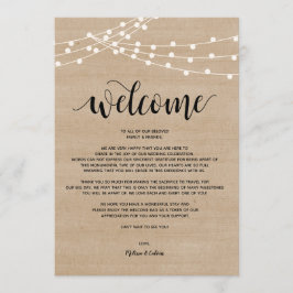 Rustik string ljus Bröllop Welcome och Internation Program