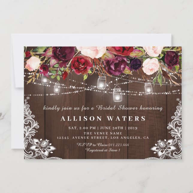 Rustik string ljus inbjudningskort för möhippan (Framsida)