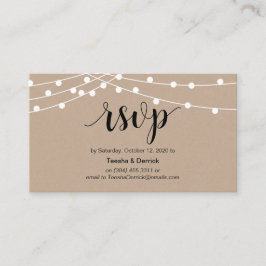 Rustik String Ljus, Svart skript, Bröllop OSA Tilläggskort