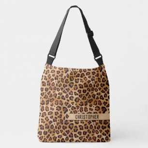 Rustik Struktur Leopard Skriv ut Namn Axelväska