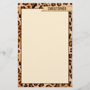 Rustik Struktur Leopard Skriv ut Namn Brevpapper