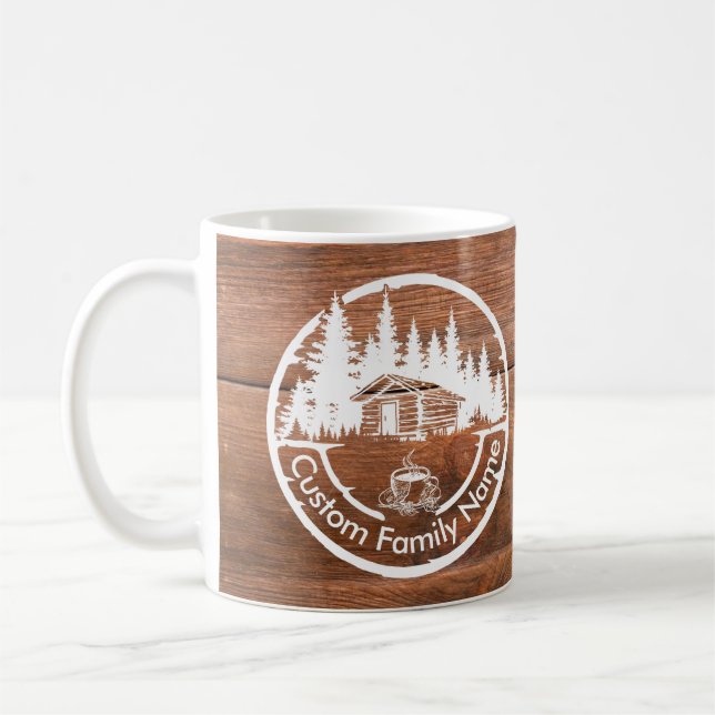 Rustik stuga cabin lada | Anpassat familjenamn Kaffemugg (Vänster)