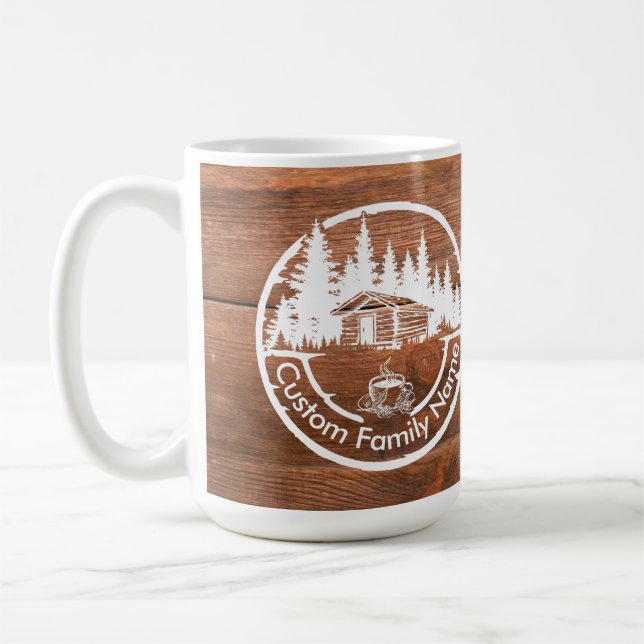 Rustik stuga cabin lada | Anpassat familjenamn Kaffemugg (Vänster)
