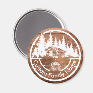 Rustik stuga cabin lada | Anpassat familjenamn Magnet