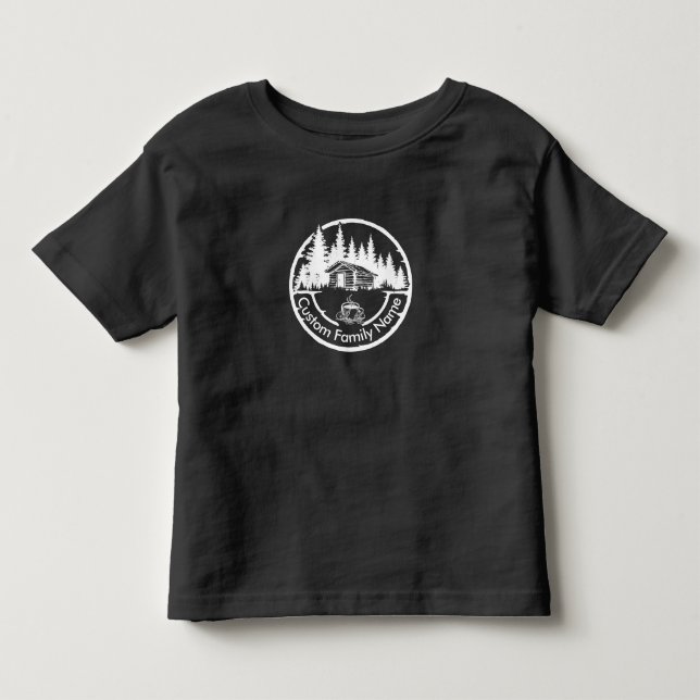 Rustik stuga cabin lada | Anpassat familjenamn T Shirt (Framsida)