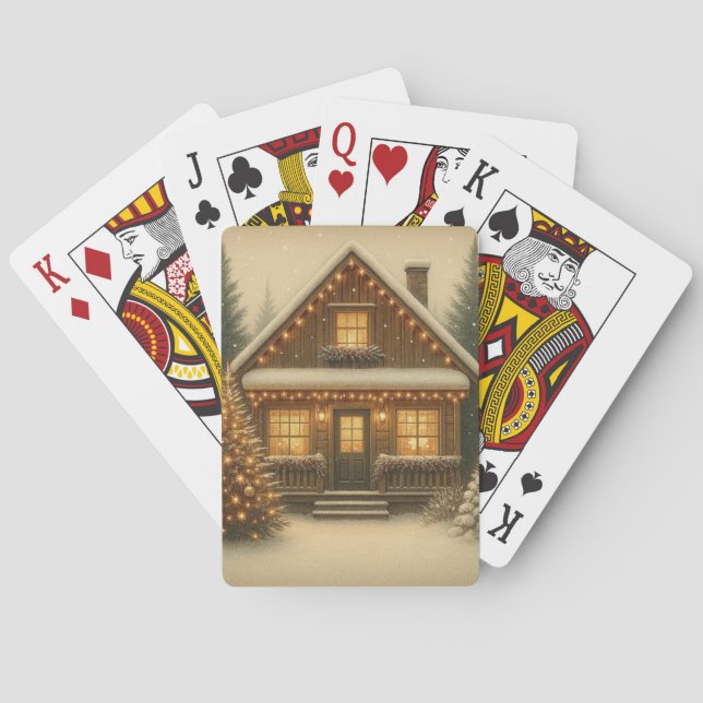 Rustik stuga för vinter/ juluppehåll casinokort (Baksidan)