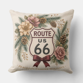 Rustik Stuga Röd Buffalo Randig Route 66 Vinter Kudde