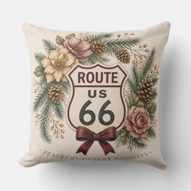 Rustik Stuga Röd Buffalo Randig Route 66 Vinter Kudde (Framsida)