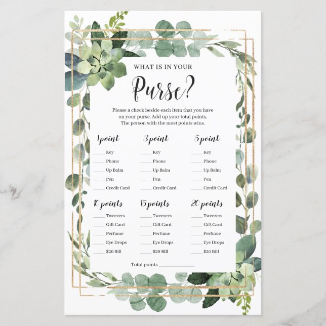 Rustik succulent vad har du i din handväska baby-l (Framsida)