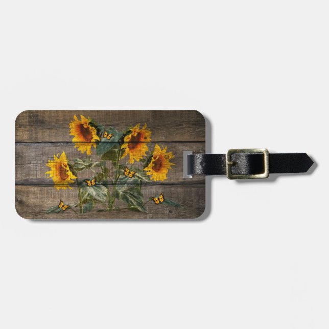 Rustik Sunblommor Butterflies Barn Board Bagagebricka (Horisontell Framsida)