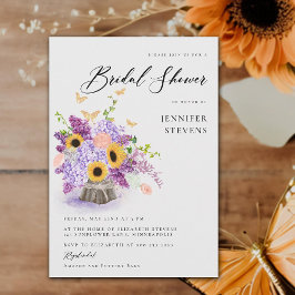 Rustik Sunblommor Butterflies Modern Möhippa Inbjudningar