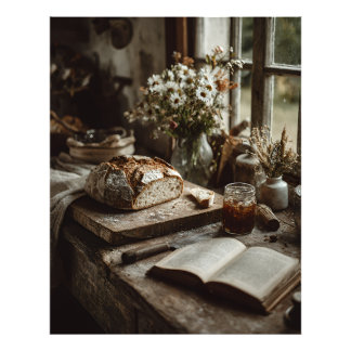 Rustik Surdeg & Vildblommor Fototryck