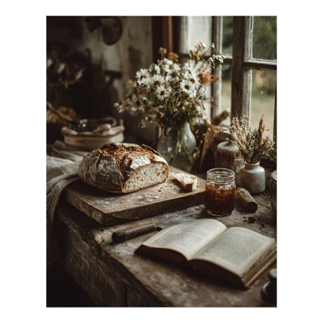 Rustik Surdeg & Vildblommor Fototryck (Framsidan)