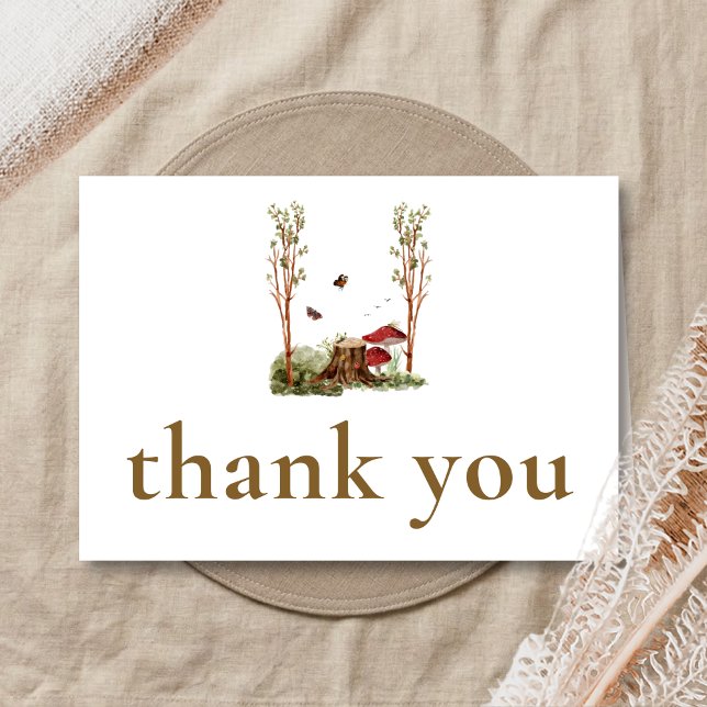 Rustik Svamp Skog Bebis Shower Tack Kort (Mushroom Rustic Woodland Baby Shower Thank You Card)
