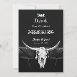Rustik Svart Ät Drick Gift Tjur Ko Skalle Meddelande