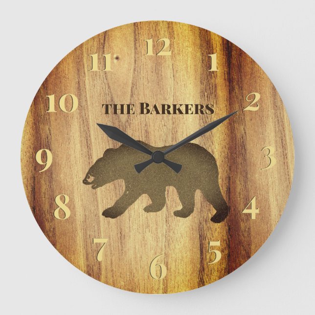 Rustik svart björnklocka 2 stort klocka (Framsida)