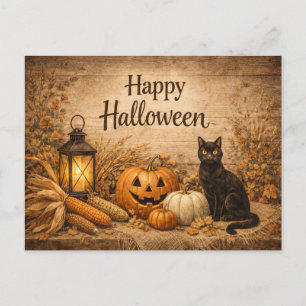 Rustik Svart Katt Majs Halloween Helg Vykort