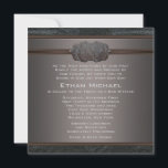 Rustik svart läder Bar Mitzvah Inbjudningar<br><div class="desc">Vacker tryckt rustik svart läder brun och svart Bar Mitzvah-inbjudan.</div>