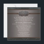 Rustik svart läder Bar Mitzvah Inbjudningar<br><div class="desc">Vacker tryckt rustik svart läder brun och svart Bar Mitzvah-inbjudan.</div>