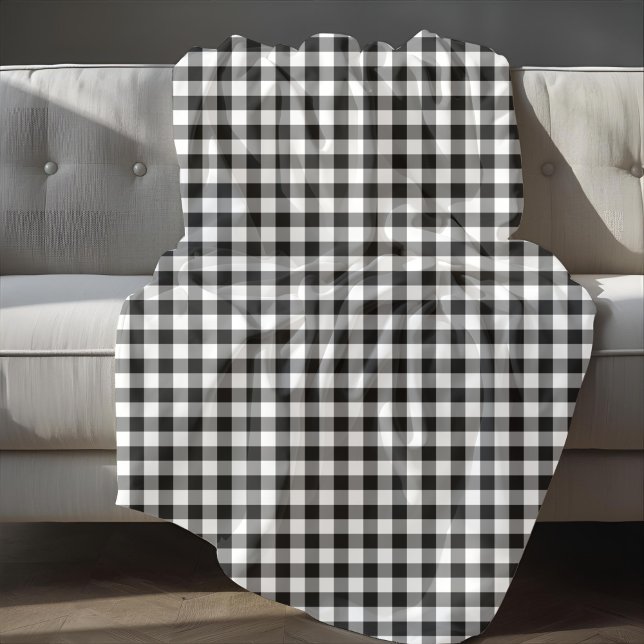 Rustik, svart och vit, belagd Mönster Fleecefilt (Rustic Black And White Plaid Pattern Fleece Blanket)