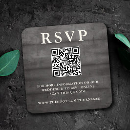 Rustik Svart Trä RSVP QR-kod Inneslutande Kort