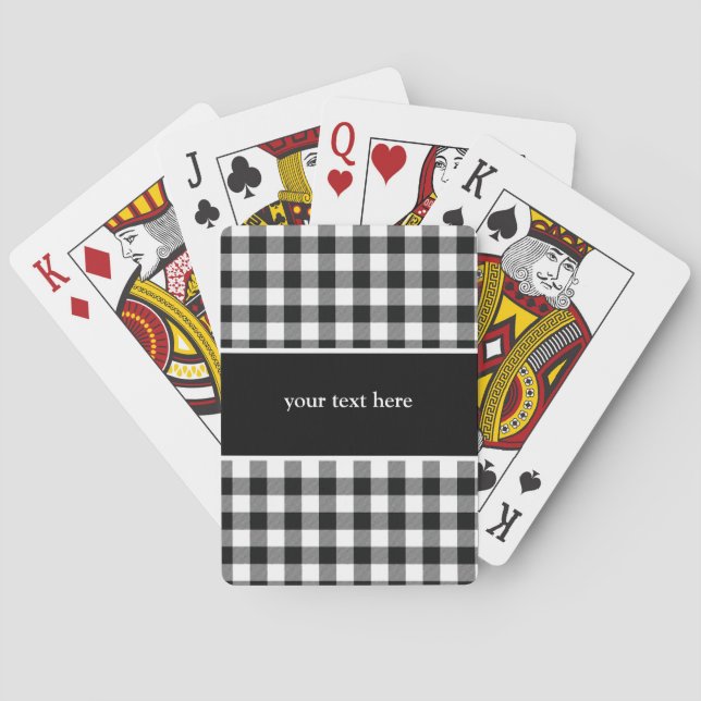 Rustik svart vit buffel rutor randig casinokort (Baksidan)